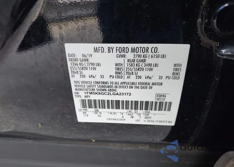 2020 Ford Explorer St z USA, uszkodzony, nr VIN 1FM5K8GC2LGA23172